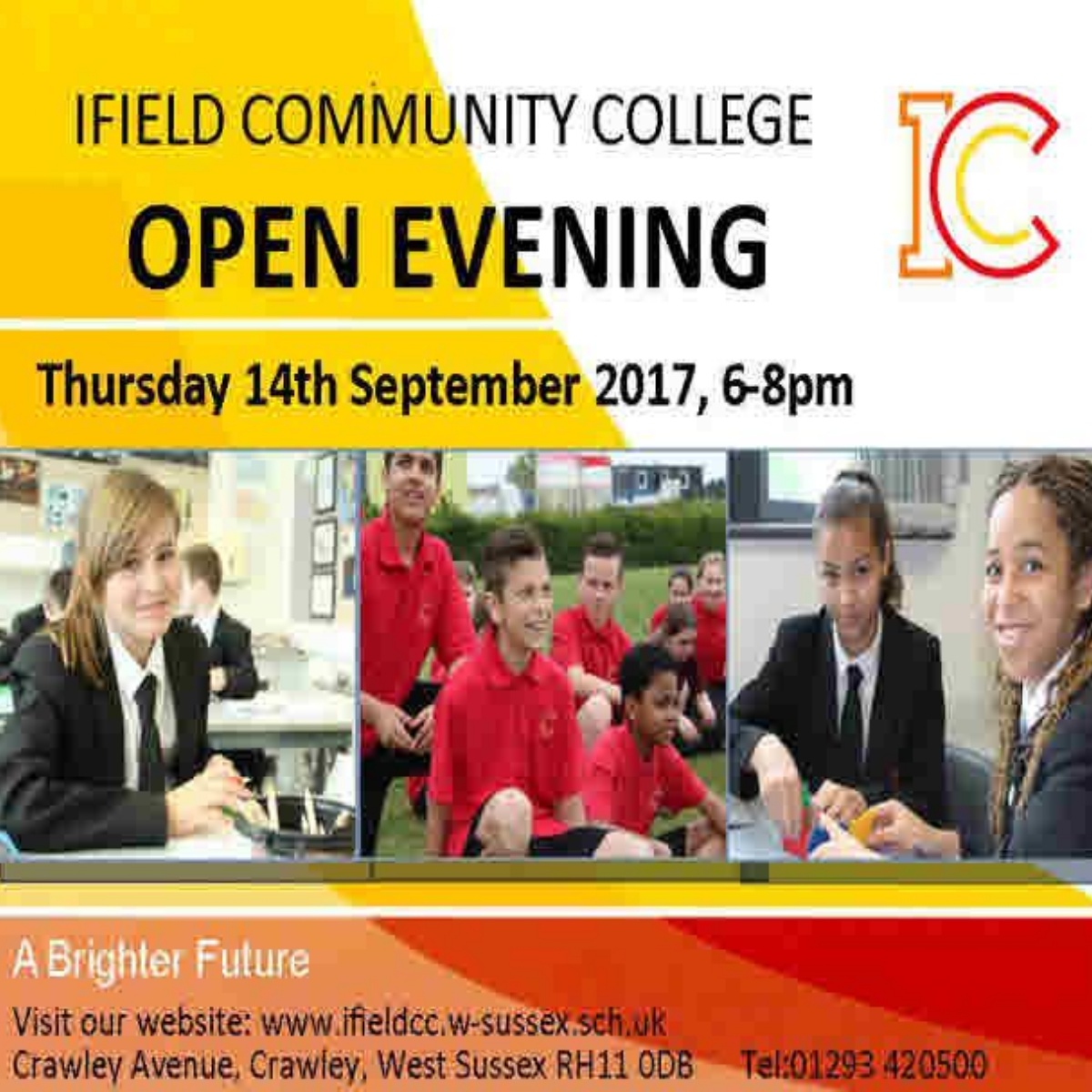 Ifield Community College - Open Evening, Thursday 14th September, 6-8pm